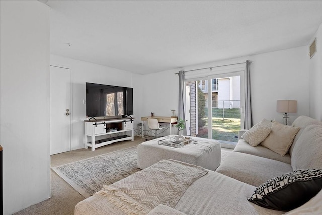 living room featuring carpet flooring