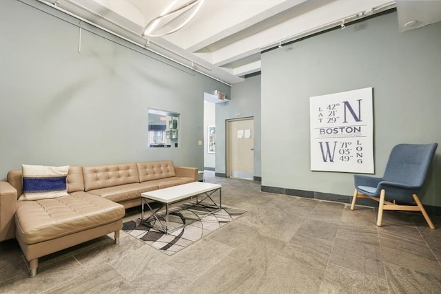 12 Stoneholm Unit 621, Boston, MA 02115 - common area with a towering ceiling and beamed ceiling