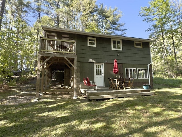 12 Cherry Rd, Goshen, MA 01032 - back of property featuring a wooden deck and a yard