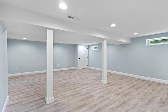 7 Grove St, Westford, MA 01886 - basement featuring light wood-style floors, baseboards, and recessed lighting