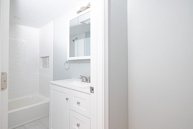 29 Roanoke St, Lynn, MA 01904 - bathroom featuring vanity, shower / bath combination, and marble look tile flooring