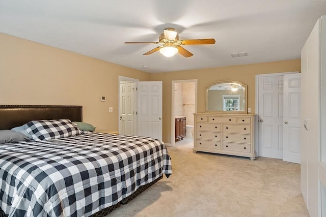 93 Towne Hill Rd, Haverhill, MA 01835 - bedroom with light colored carpet, ceiling fan, and ensuite bath