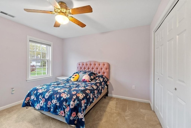 93 Towne Hill Rd, Haverhill, MA 01835 - carpeted bedroom featuring a closet, baseboards, and a ceiling fan