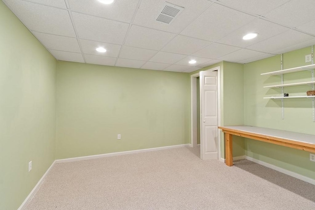 93 Towne Hill Rd, Haverhill, MA 01835 - finished basement featuring light carpet, baseboards, recessed lighting, and a paneled ceiling