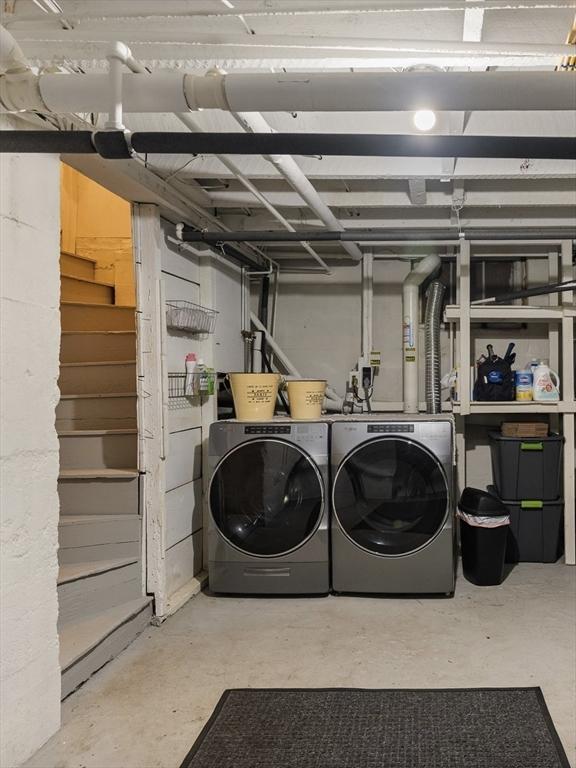 571 Washington St, Winchester, MA 01890 - clothes washing area featuring washer and dryer
