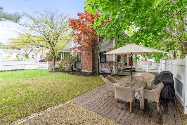 571 Washington St, Winchester, MA 01890 - view of patio featuring outdoor dining area, a wooden deck, and grilling area