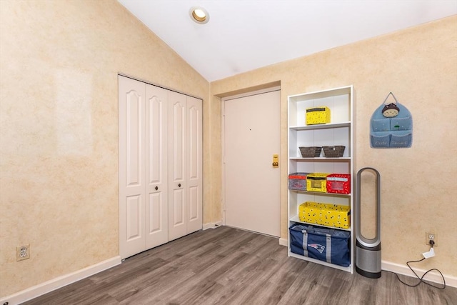 200 Falls Blvd Unit F305, Quincy, MA 02169 - bedroom with wood finished floors, lofted ceiling, and a closet