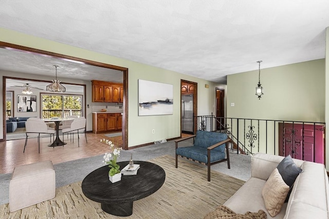 living room featuring visible vents and baseboards