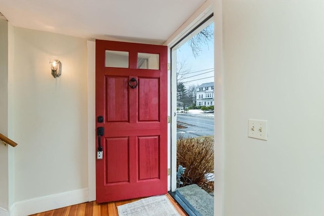 entrance foyer with light wood-type flooring