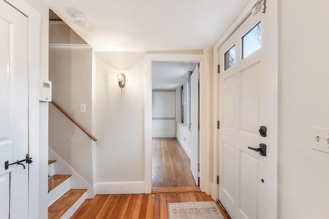 entrance foyer with light hardwood / wood-style flooring