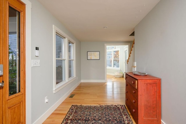 5 Oak Hill Rd, Wareham, MA 02571 - hall featuring light wood finished floors, baseboards, and stairway
