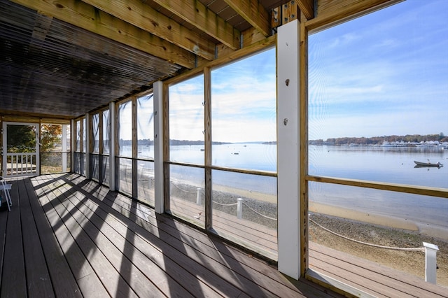 deck with a water view