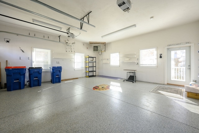 garage with a garage door opener