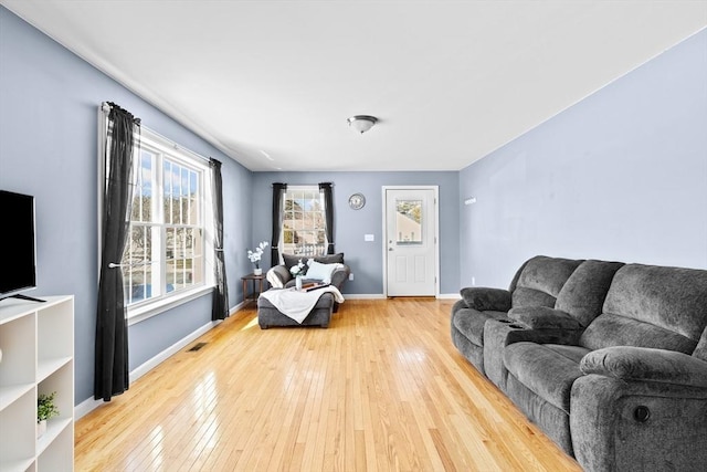 living room featuring light hardwood / wood-style floors