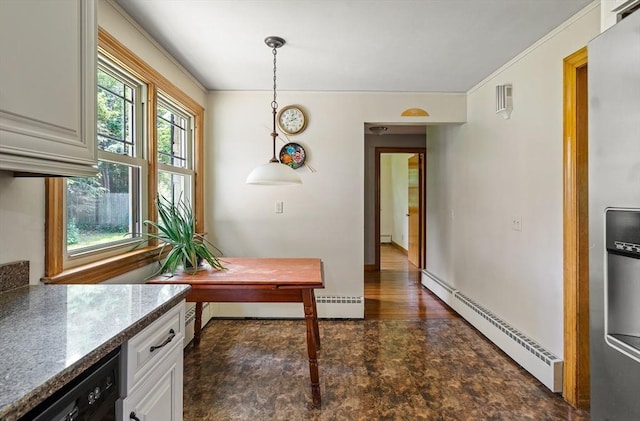 16 Sheldon Ave, Easthampton, MA 01027 - home office featuring a baseboard radiator and crown molding