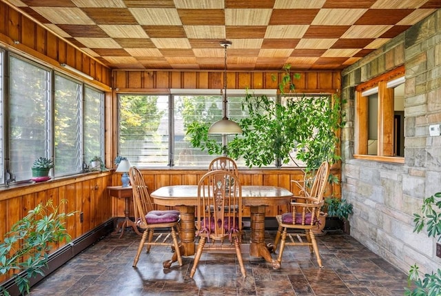 16 Sheldon Ave, Easthampton, MA 01027 - sunroom / solarium with baseboard heating, wood walls, and stone finish flooring