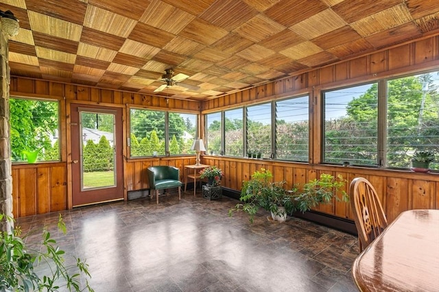 16 Sheldon Ave, Easthampton, MA 01027 - sunroom / solarium with a baseboard radiator, plenty of natural light, wooden walls, and wooden ceiling