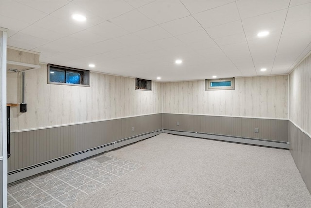16 Sheldon Ave, Easthampton, MA 01027 - finished basement featuring carpet floors, recessed lighting, and a wainscoted wall