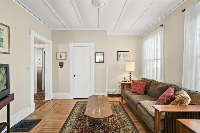 living room with light wood-type flooring