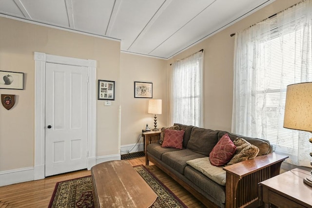 living room featuring light wood-type flooring