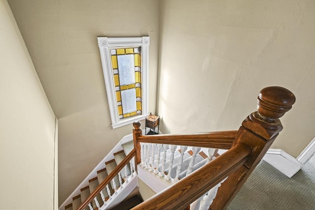 staircase with carpet