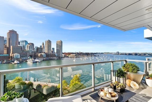 balcony with a water view