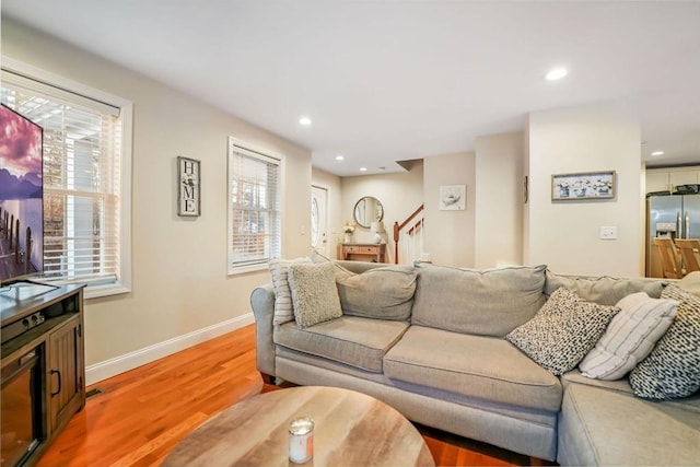 living room with light wood-type flooring