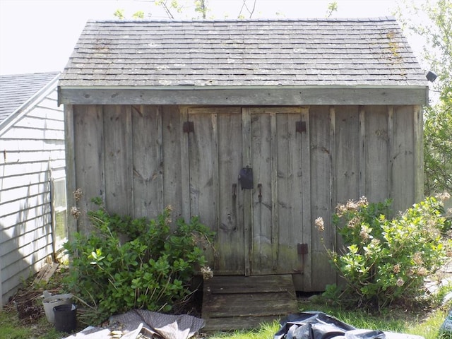 view of shed