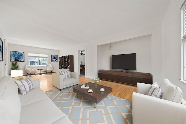 living room with wood finished floors