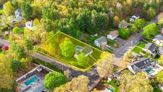 drone / aerial view with a residential view