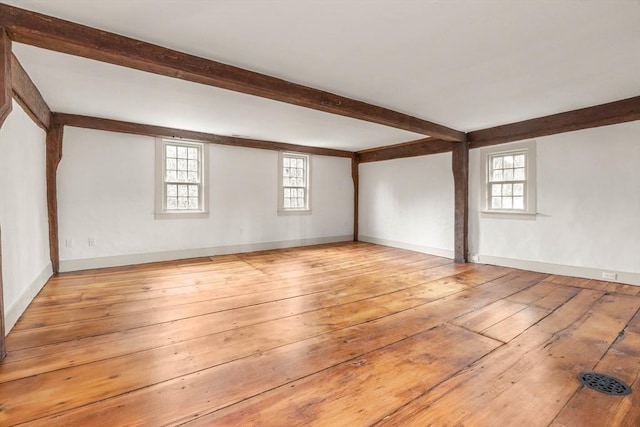 bonus room featuring a healthy amount of sunlight and light hardwood / wood-style flooring