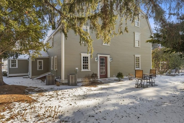 view of snow covered property