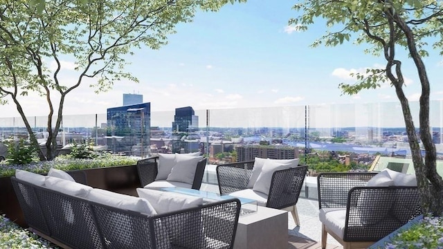 240 Devonshire St Unit 3708, Boston, MA 02110 - view of patio / terrace with an outdoor living space and a city view
