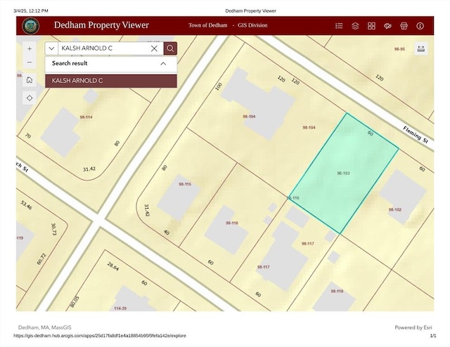 38 Fleming St, Dedham MA, 02026 land for sale