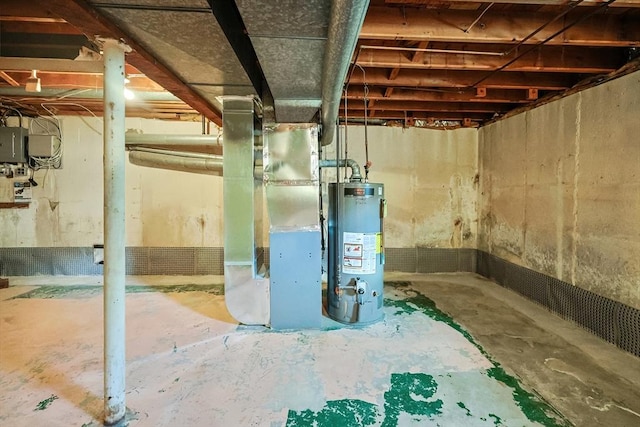 basement with water heater