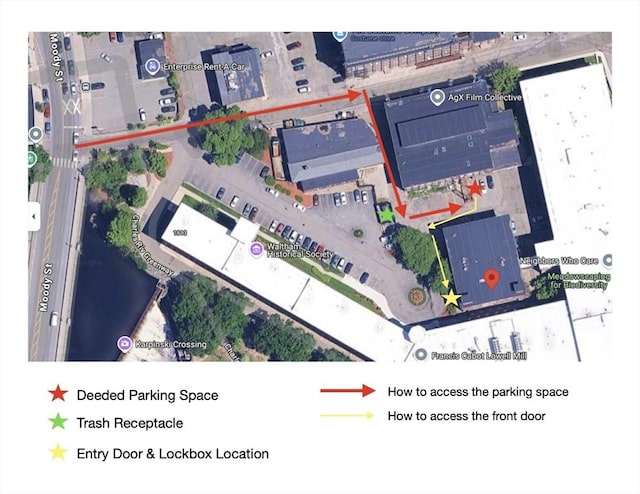 150 Moody St Unit 34, Waltham, MA 02453 - map / location with property parcel outlined