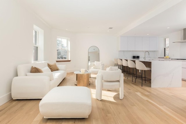 2A Milford St Unit 3, Boston, MA 02118 - living area featuring a healthy amount of sunlight, baseboards, and light wood-type flooring