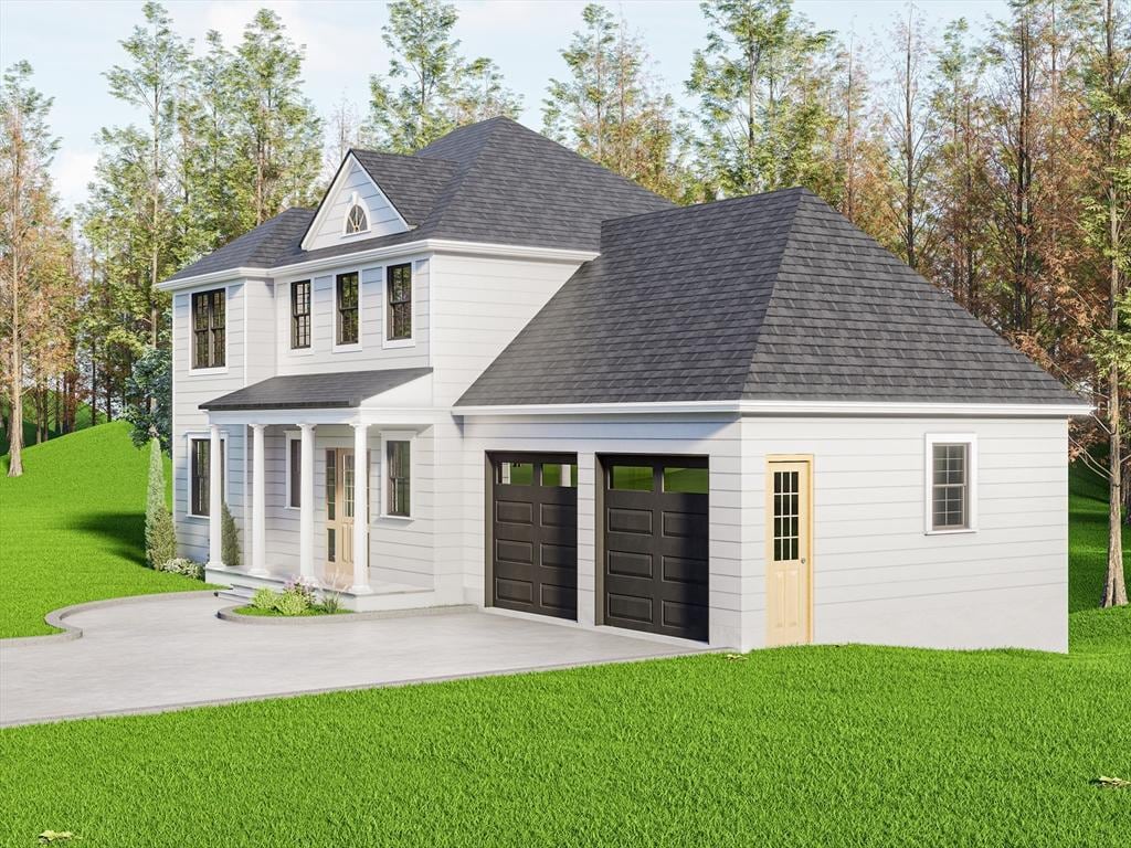 87 Cross St, Seekonk, MA 02771 - view of front of home with a front lawn, a shingled roof, an attached garage, and concrete driveway