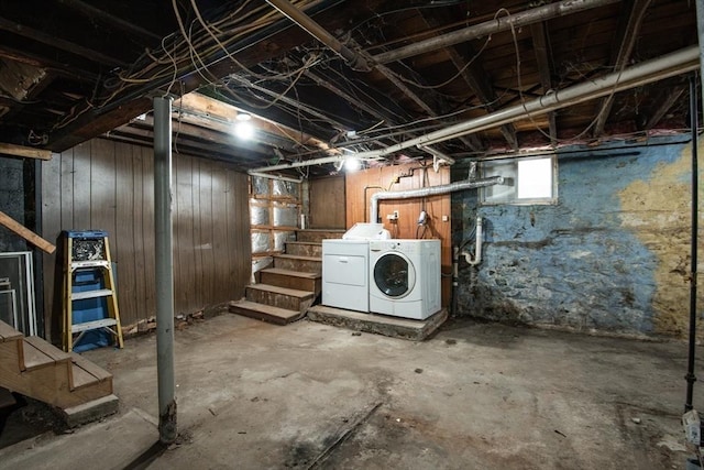 30 Partridge Ave, Somerville, MA 02145 - basement featuring washing machine and clothes dryer and stairway