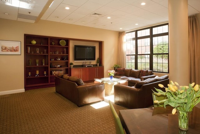 living room with carpet floors