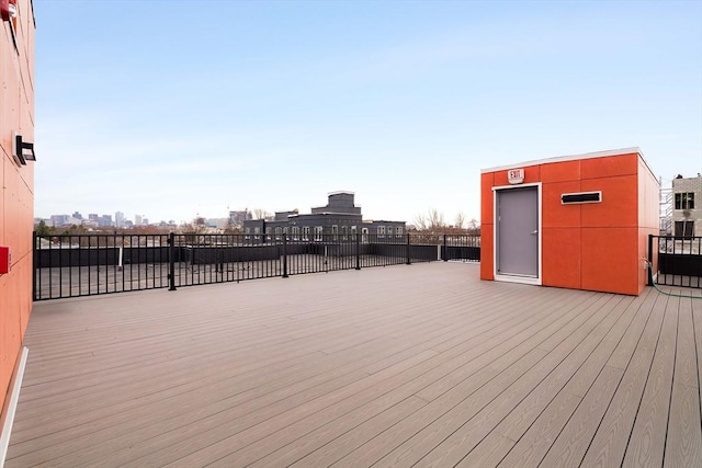 deck with a view of city