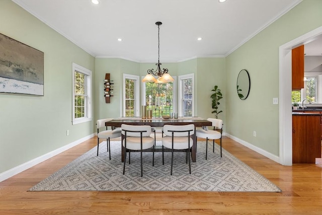 20 Hillside Dr, Georgetown, MA 01833 - dining room with light wood-type flooring, recessed lighting, a chandelier, and crown molding