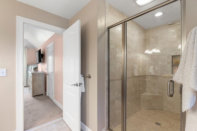 20 Hillside Dr, Georgetown, MA 01833 - bathroom featuring a shower stall and tile patterned floors