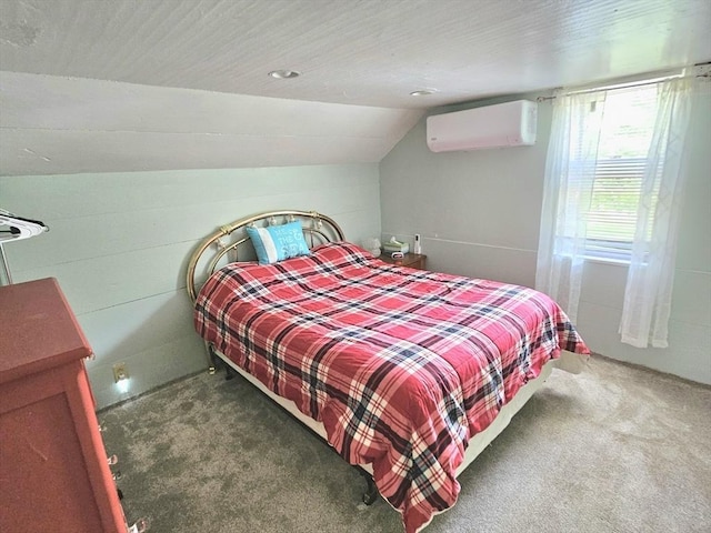 4 Randall Rd, Mattapoisett, MA 02739 - carpeted bedroom with a wall mounted air conditioner and lofted ceiling