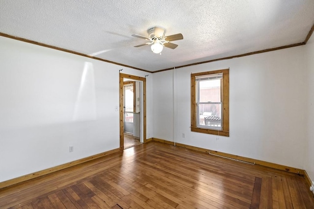 17 Westminster, Westfield, MA 01085 - spare room featuring crown molding, ceiling fan, a textured ceiling, baseboards, and hardwood / wood-style floors
