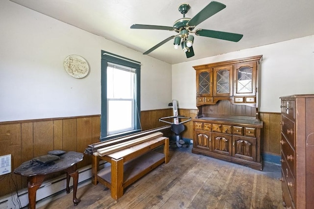 17 Westminster, Westfield, MA 01085 - sitting room with a wainscoted wall, wood walls, hardwood / wood-style floors, and ceiling fan