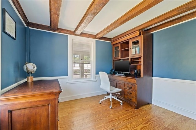 127 Main St, Norwell, MA 02061 - office featuring beam ceiling, light wood-style flooring, and baseboards