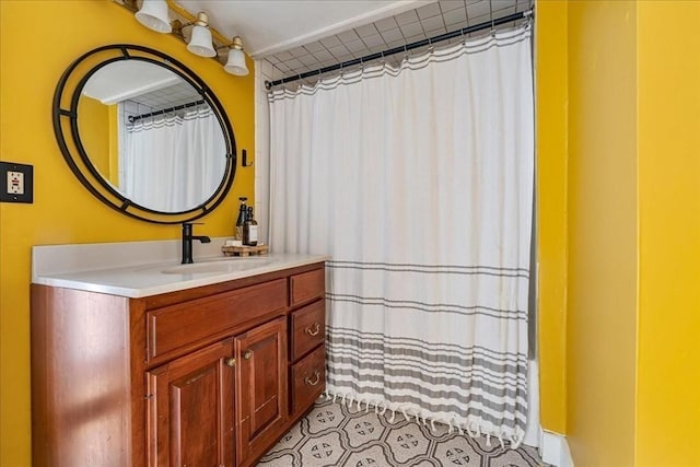 127 Main St, Norwell, MA 02061 - bathroom with vanity, tile patterned flooring, and a shower with curtain