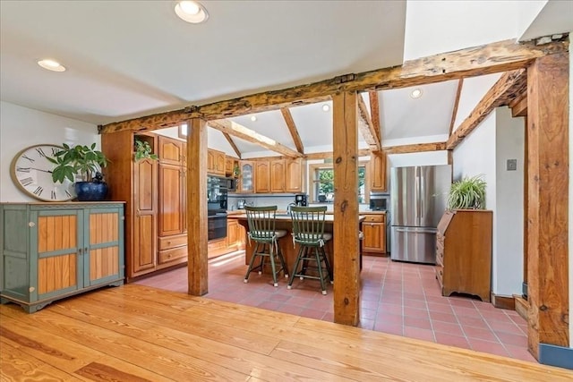 127 Main St, Norwell, MA 02061 - dining area with lofted ceiling, recessed lighting, and light tile patterned floors