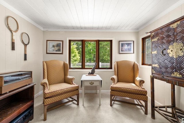 271 Haverhill St, North Reading, MA 01864 - living area featuring crown molding, baseboards, and wood ceiling
